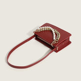 Versatile Peal Trim Chunky Chain Zip Top Shoulder Bag - Red